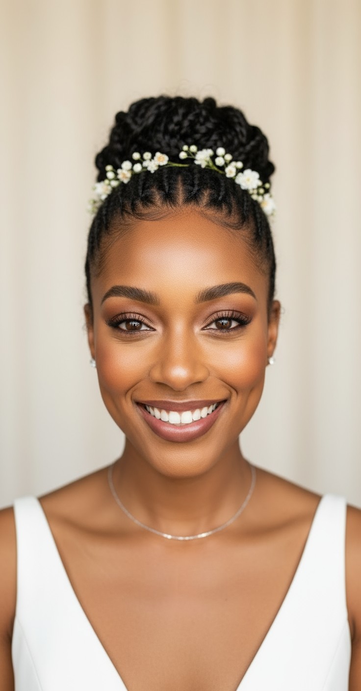 After Bridal Flower Bun